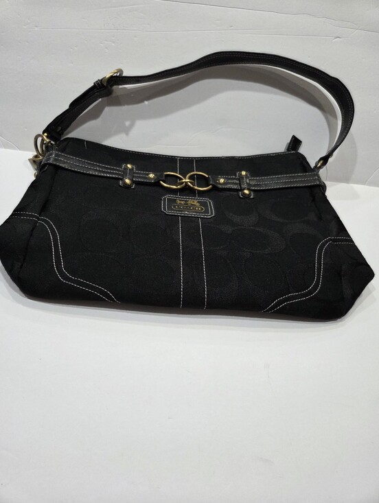 The Unbranded Brand Handbags - Women's Shoulder Canvas Bag with Gold-Tone Accent